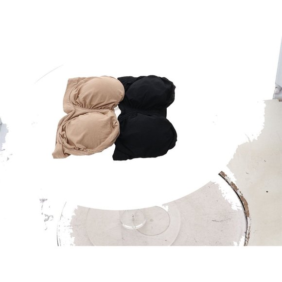 NWT RHONDA SHEAR 2 PIECE ANTIMICROBIAL UNDERWIRE BANDEAU BRA'S BLACK & BEIGE - Picture 2 of 12